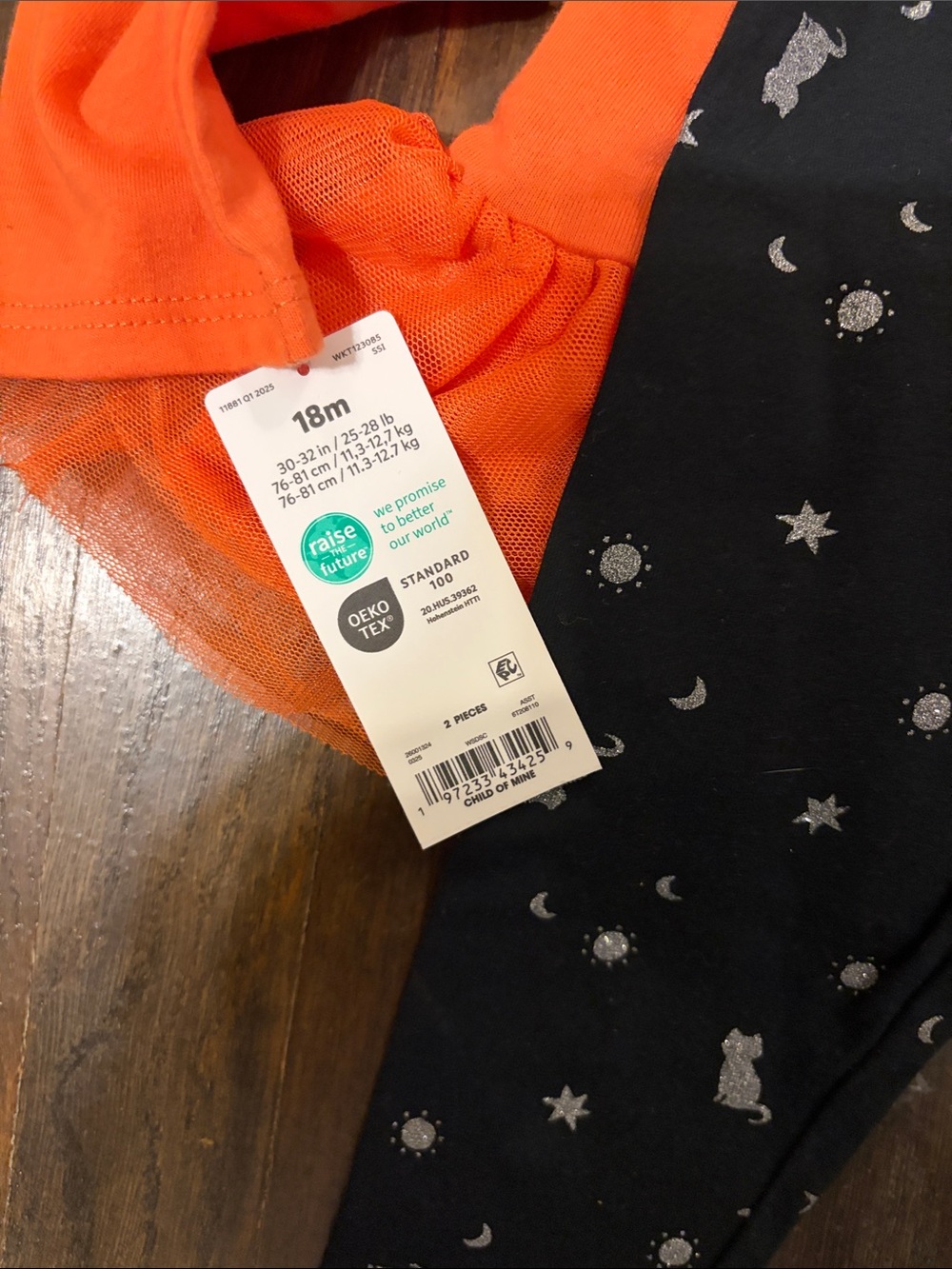 Carter's Orange Halloween Tutu Top with Black Halloween leggings - Picture 3 of 4